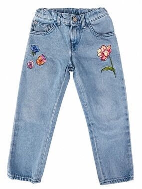 Versace Girl Denim Jeans with Brown Leather Patch